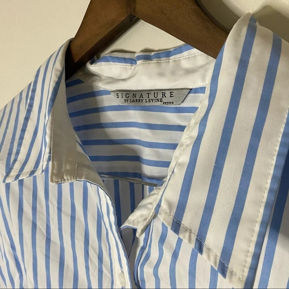 Striped Cotton Shirt Office Work Professional Button Up Shirt Size XL Petite - Picture 3 of 11